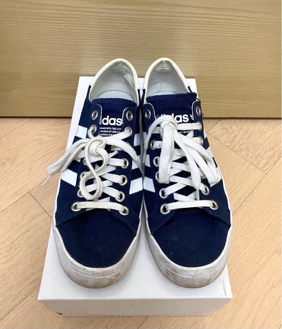 Adidas Unisex Canvas Navy Adidas Originals Court Vantage Sneakers Trainers Sport Shoes dark blue stripes