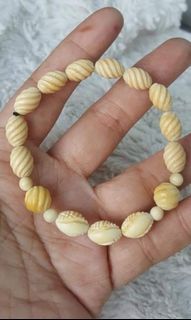 Antique 18th century elephant ivory swirl beads rosary bracelet