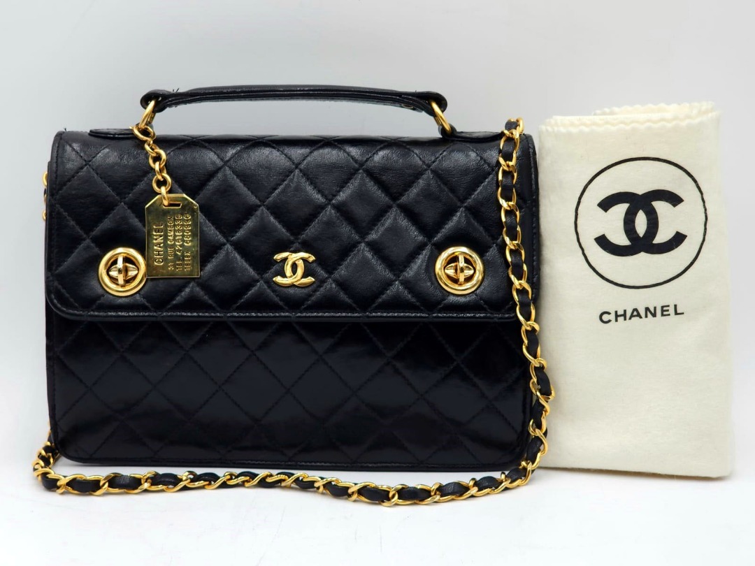 Authentic Chanel Vintage Timeless Classic CC Double Turn Lock Bag