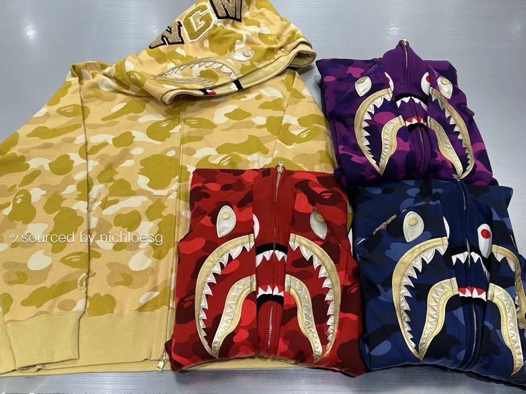 BAPE COLOR CAMO DOUBLE SHARK FULL ZIP HOODIE Men s Fashion Tops Sets Hoodies on Carousell