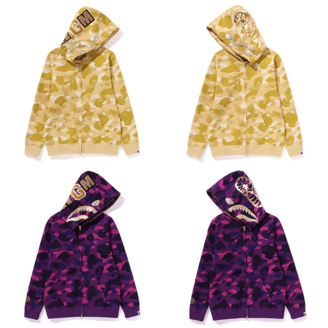 Purple and yellow bape hoodie best sale