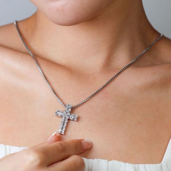 Beautiful Cross Necklace with 2.21ct Mixed Shaped Diamonds in 18K