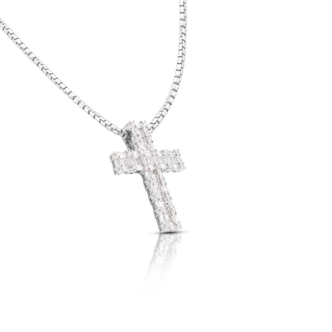 White gold necklace with cross hot sale
