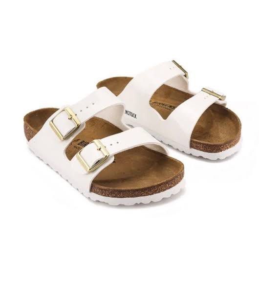 Birkenstock arizona white gold 2025 buckle