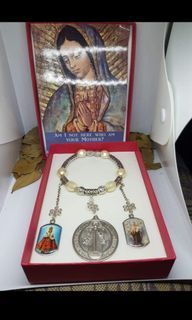 Blessed in Vatican Rome St. Benedict with Mama Mary & sto.Nino  door chime, blessed & protect your home