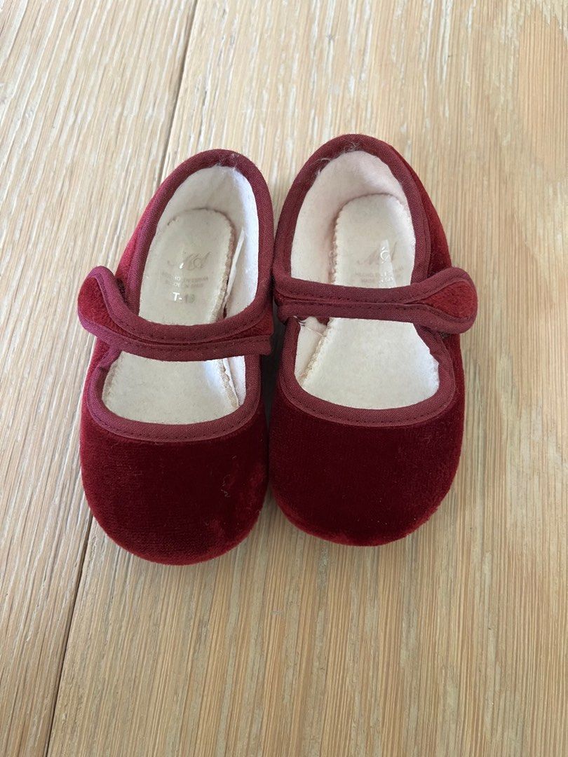 Burgundy Red velvet infant Mary Jane shoes Babies Kids Babies