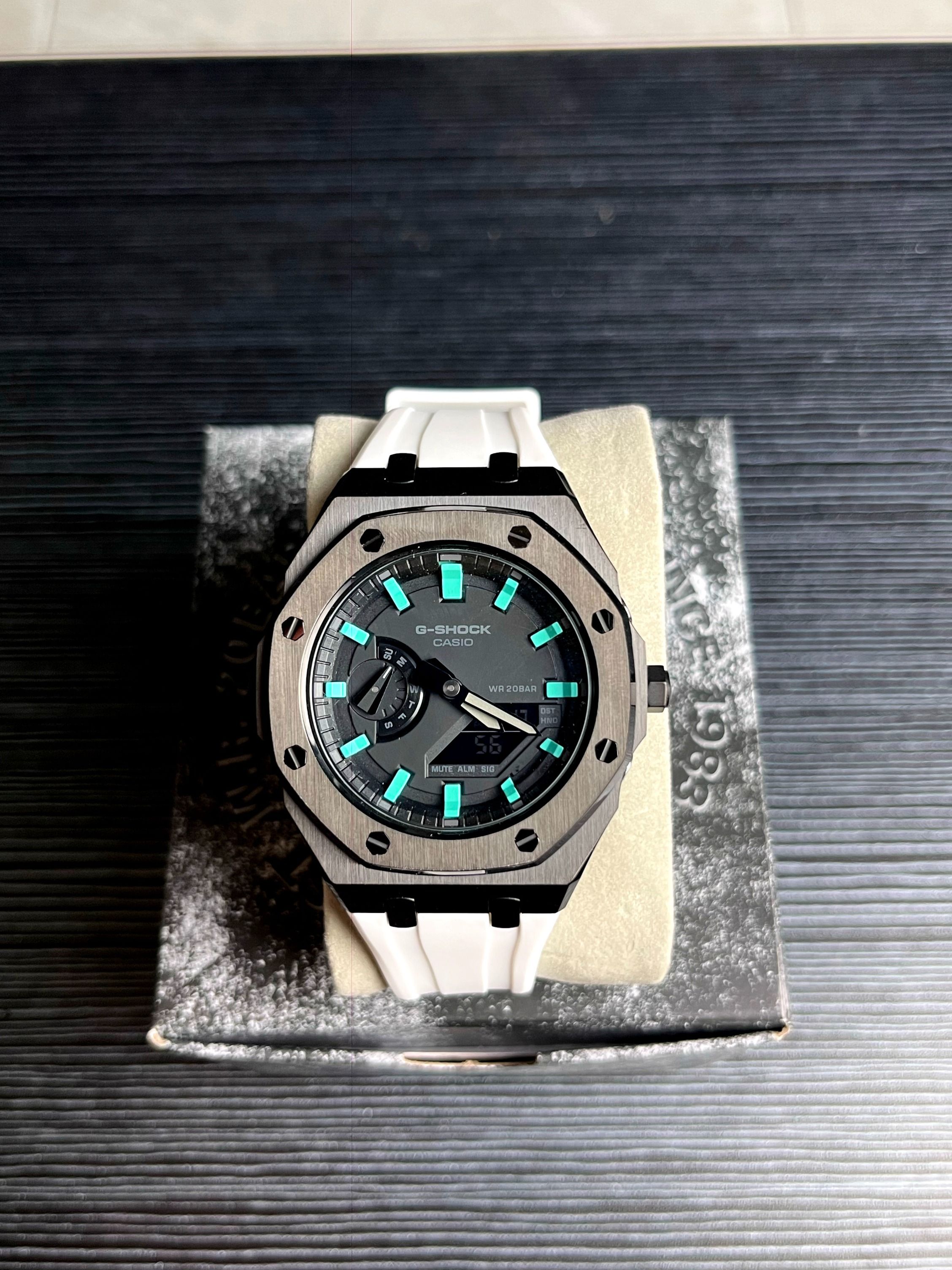 Casio black top metal strap