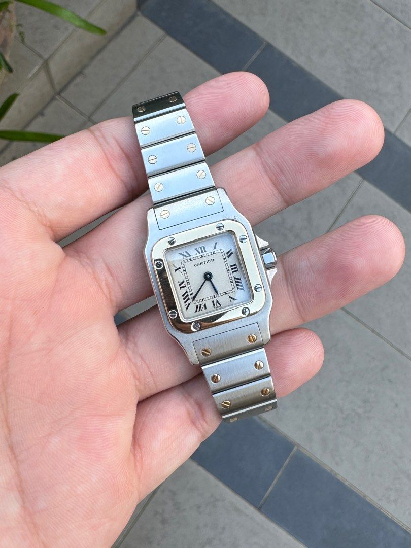 Cheap Cartier Santos Galbee 18k Carat Gold Bezel 24mm size 10579 gift for the ladies or for brave men to rock