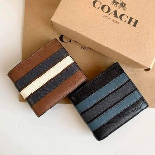 Coach Mens Compact Wallet with Cardholder in  Stripes