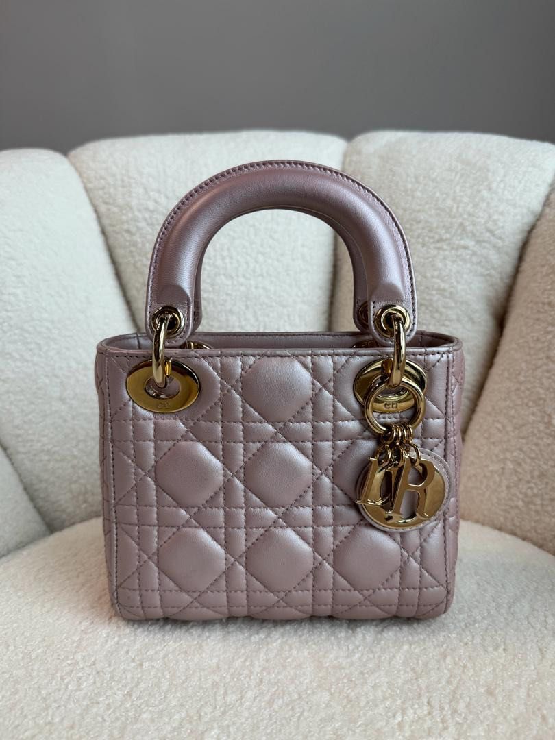 DIOR Mini Lady Dior Pearl Pink, Luxury, Bags Wallets on Carousell