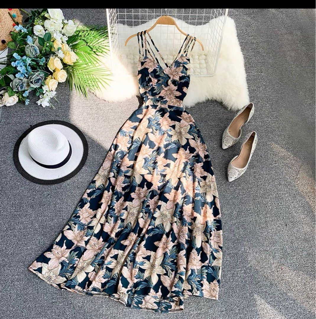 Floral Beachy Maxi Dress Women s Fashion Dresses Sets Dresses