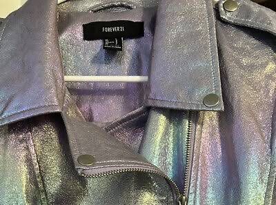 Forever 21 Iridescent Purple Faux Moto Leather Jacket Women s Fashion Coats Jackets and Outerwear on Carousell