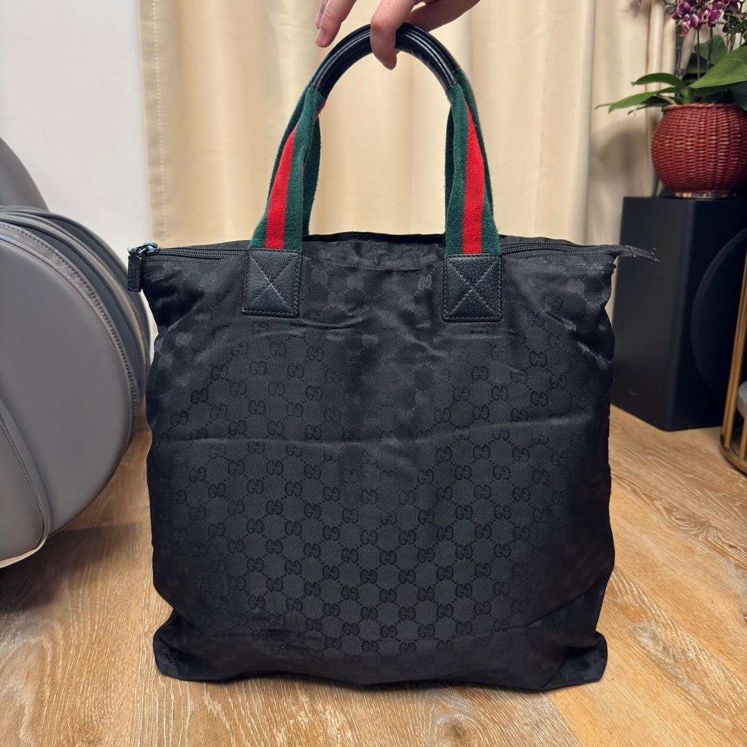 Gucci tote black canvas clearance