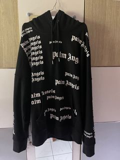 Palm angels all over logo hoodie discount