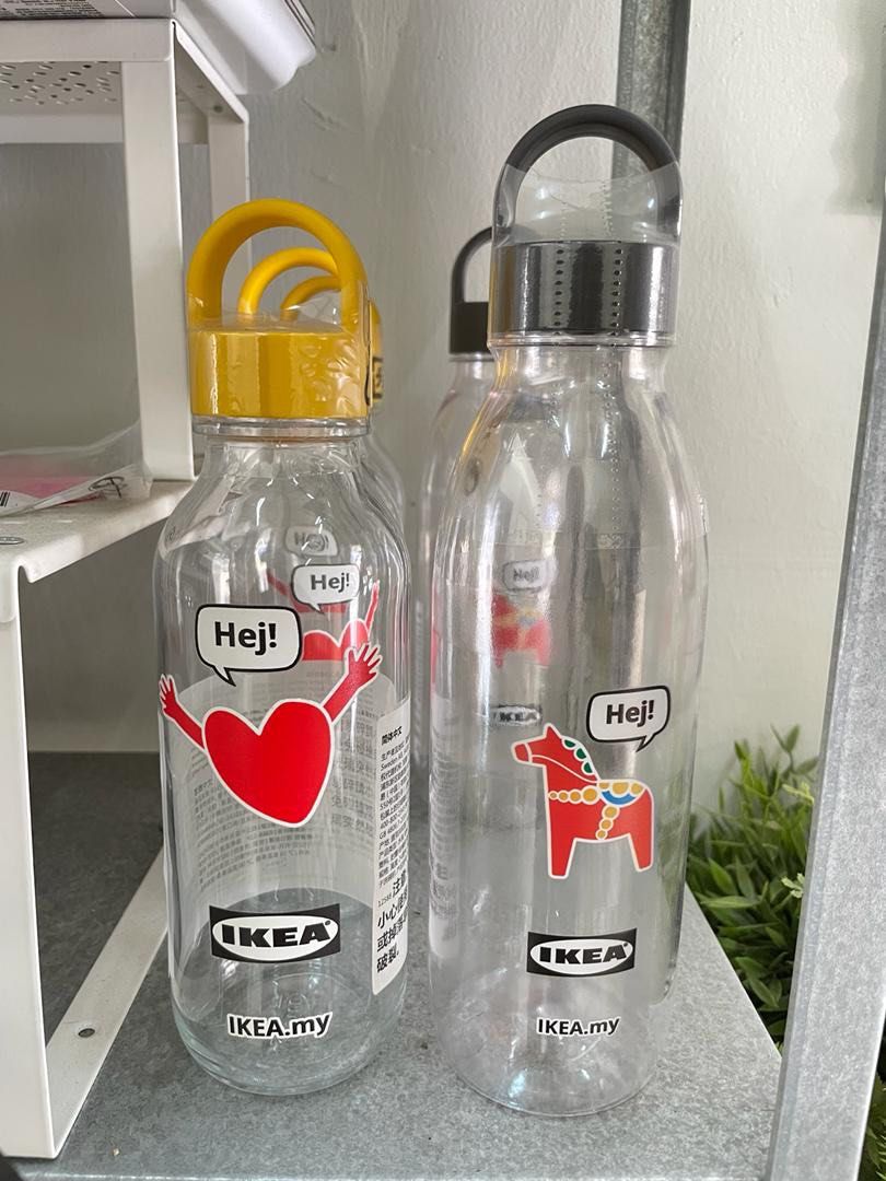 FORMSKÖN water bottle, clear glass/yellow, 17 oz - IKEA