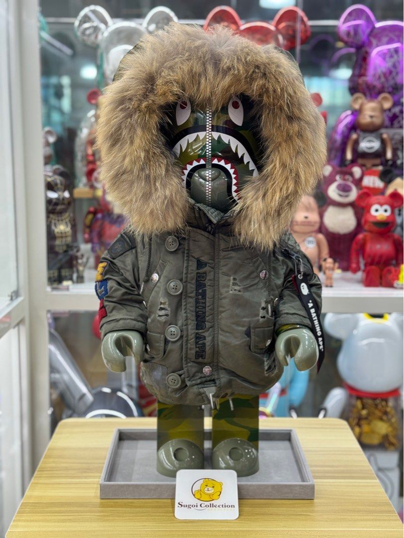 In Stock BE RBRICK x Bape Alpha Camo Shark 2023 1000 bearbrick