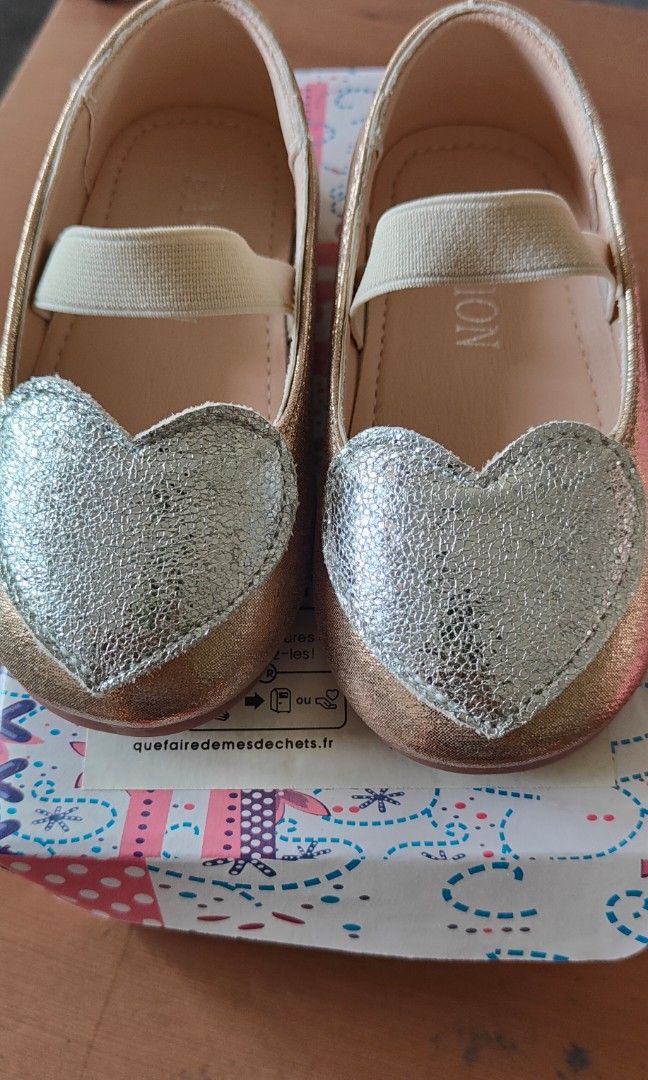 Kids gold shoes with heart Babies Kids Babies Kids Fashion