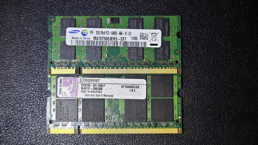 Laptop Ram Kingston Samsung pc2 6400s sodimm 2gb DDR2