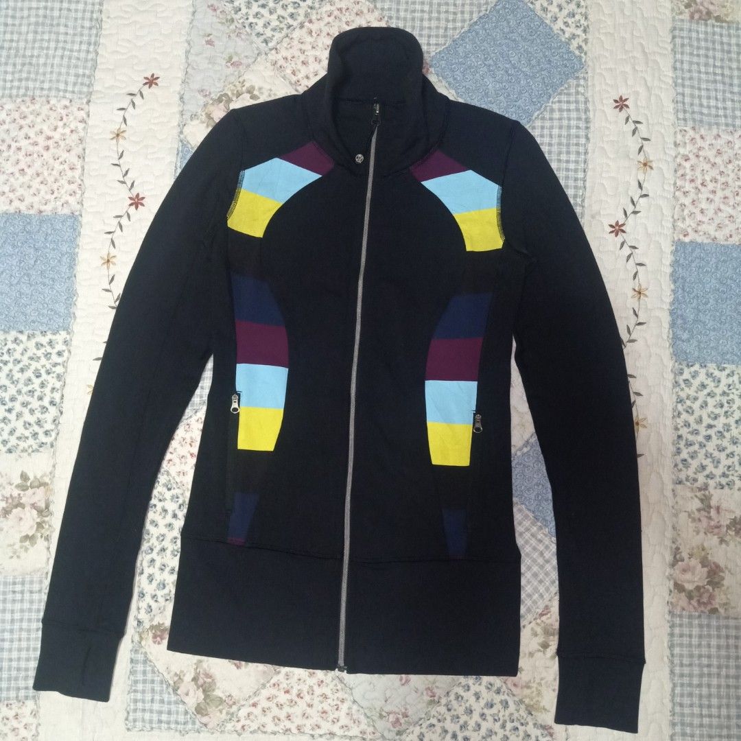 Lululemon Athletica Define Jacket Size 6/S Full Zipper Black White Striped