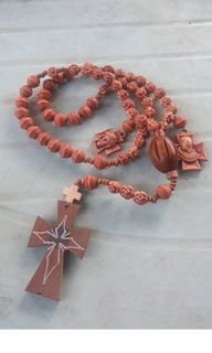 Made in Jerusalem roses beads rosary with padre Pio & Nazareno rosary