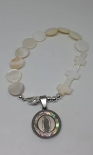 Made in Vatican Rome beautiful mother of pearl Guadalupe rosary bracelet