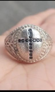 Made in Vatican Rome Sterling Silver 925 Italy cross  ring, size 10