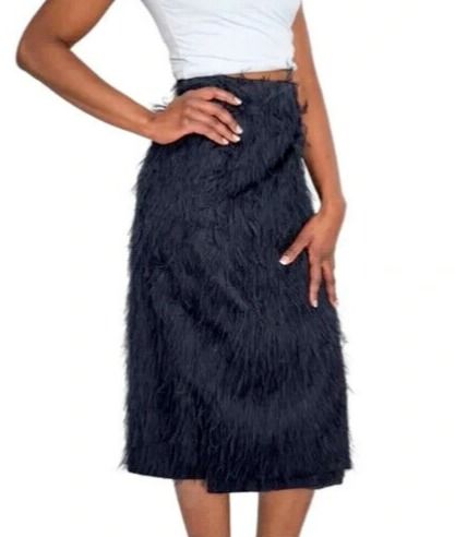 New with Tags Cos Feather Wrap Fringe Midi Skirt Feathered Blue Formal Party Women s Fashion Bottoms Skirts on Carousell