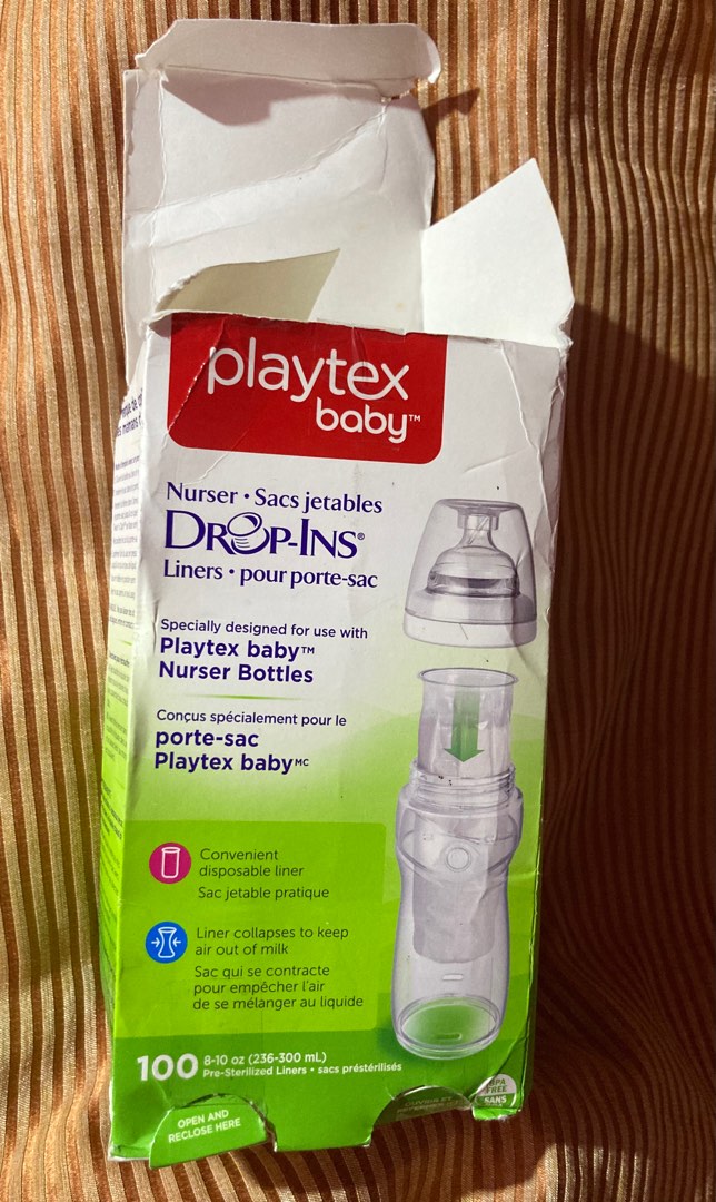 Playtex Baby Bottles Drop In Liners 8-10 oz (236-300 mL)100 pcs, Babies &  Kids, Nursing & Feeding, Breastfeeding & Bottle Feeding on Carousell