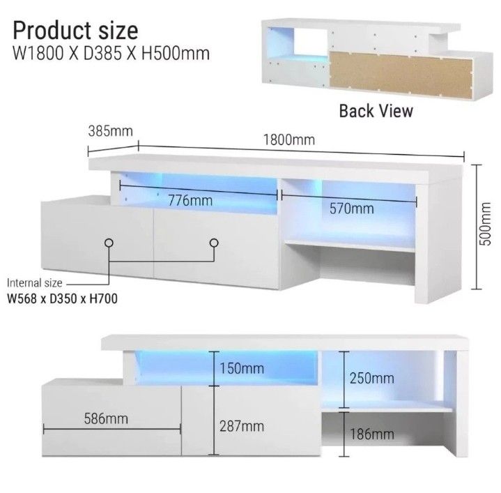 PROMO Left 1 180cm 6 Feet Ivory White TV Console Cabinet