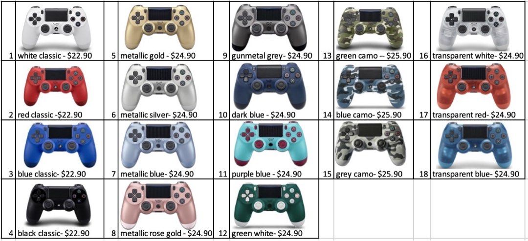 PS4 Controller (Category: Controllers) located in Singapore. Submitted by 92sinlude (Listing ID 1288274094, Image 3). Description: Pm colour to order!.