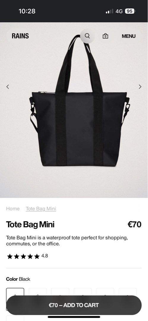 Rains small hotsell tote bag