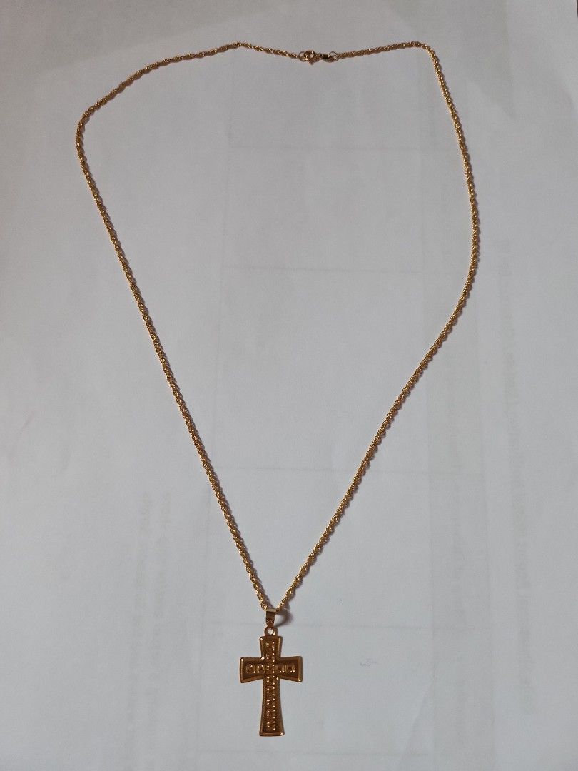 Real 18k gold cross necklace Women s Fashion Jewelry