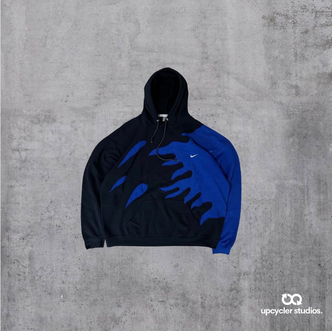 Reworked Nike Hoodie Navyblue Black Cropped Fit Men s Fashion Coats Jackets and Outerwear on Carousell