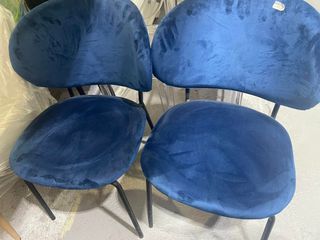 Set of 2 Blue Velvet Chairs