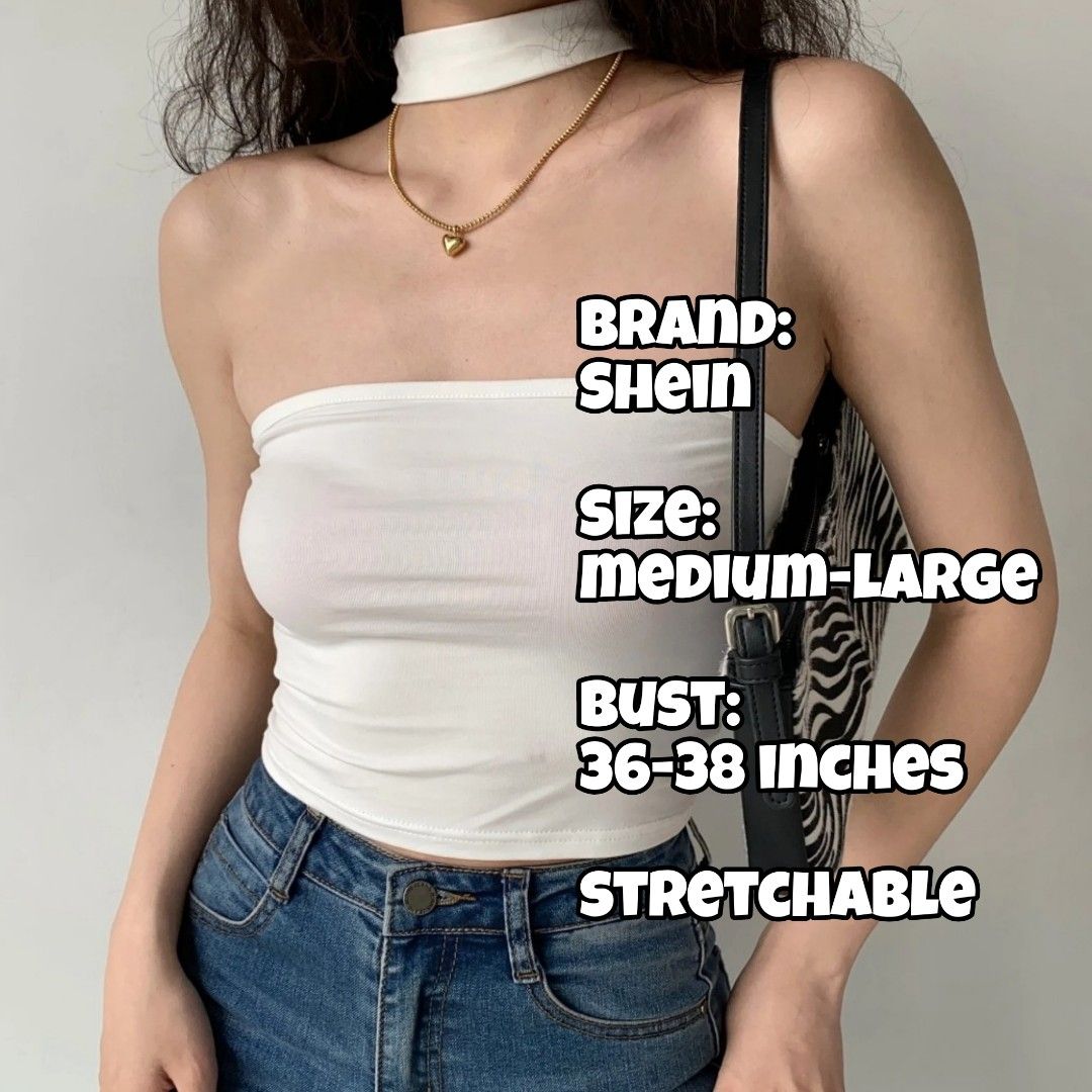 SHEIN White Sexy Choker Tube Dainty Crop Top, Women's Fashion