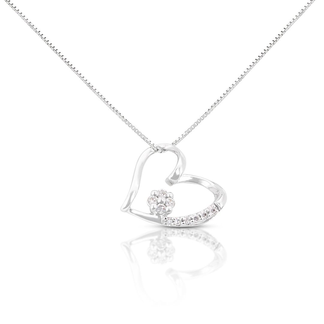 White gold clearance diamond heart necklace