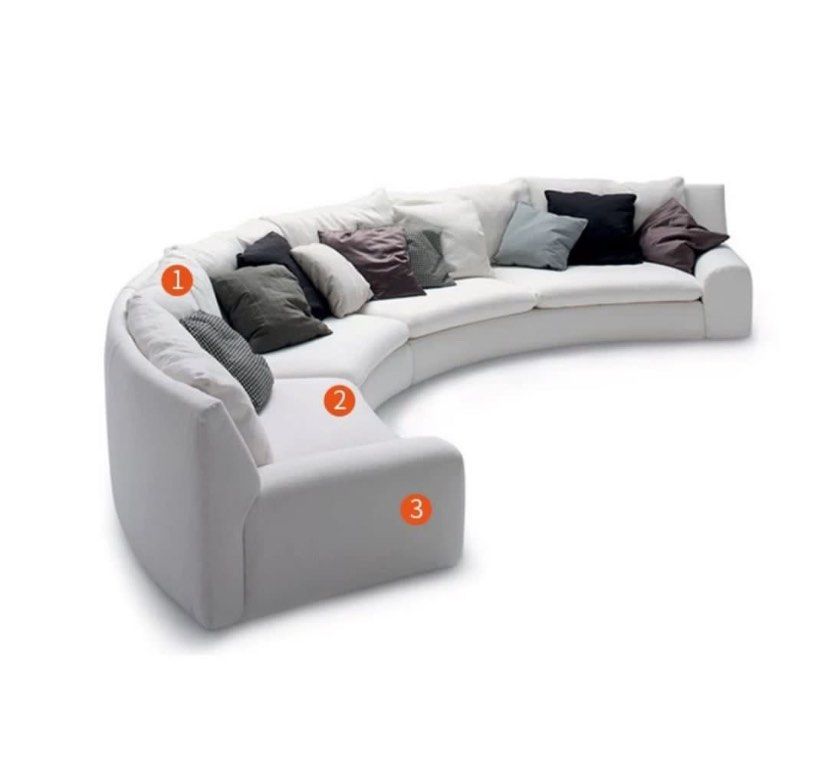 DOMA Modern Curved Fabric Sofa, Furniture & Home Living, Furniture ...