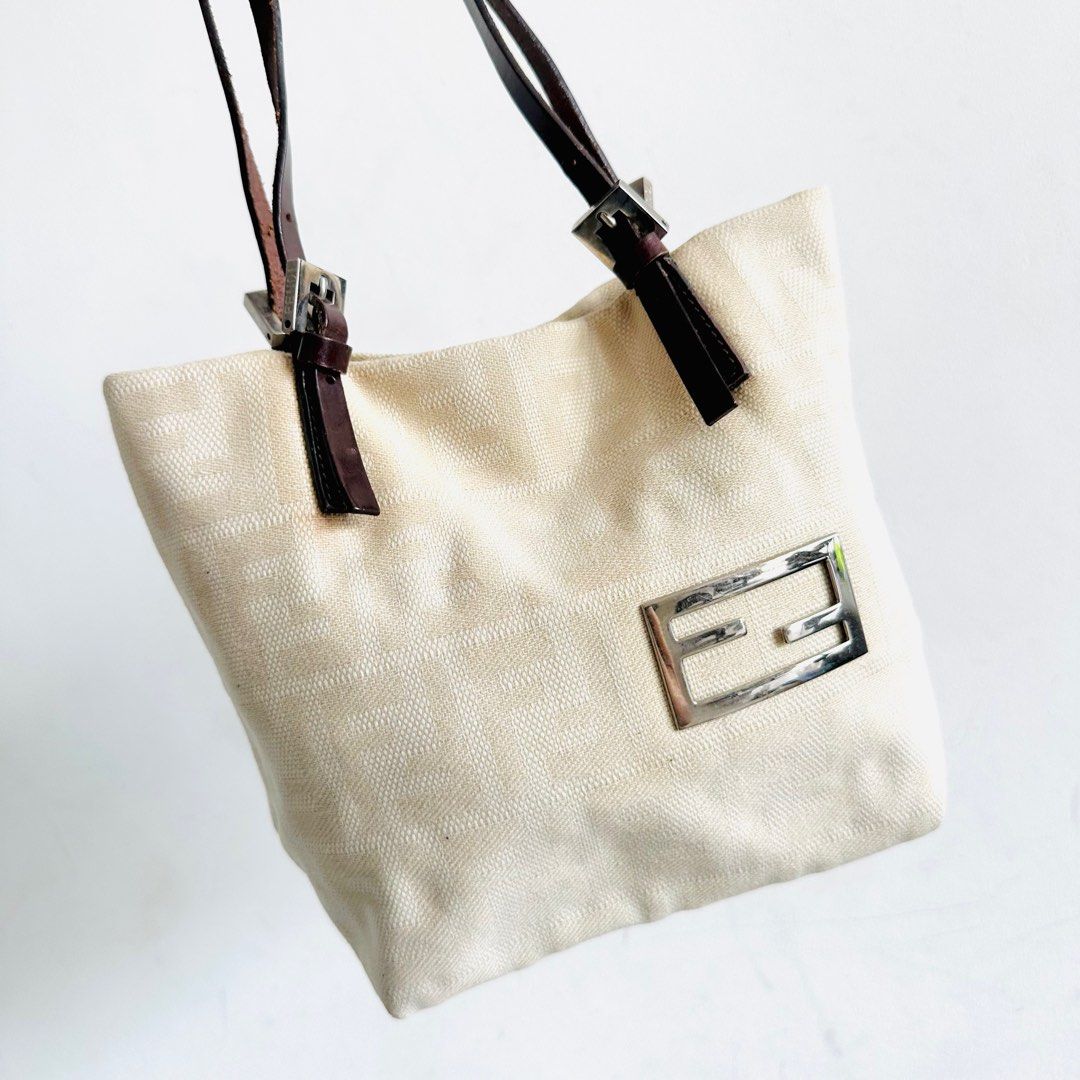 fendi white canvas bag