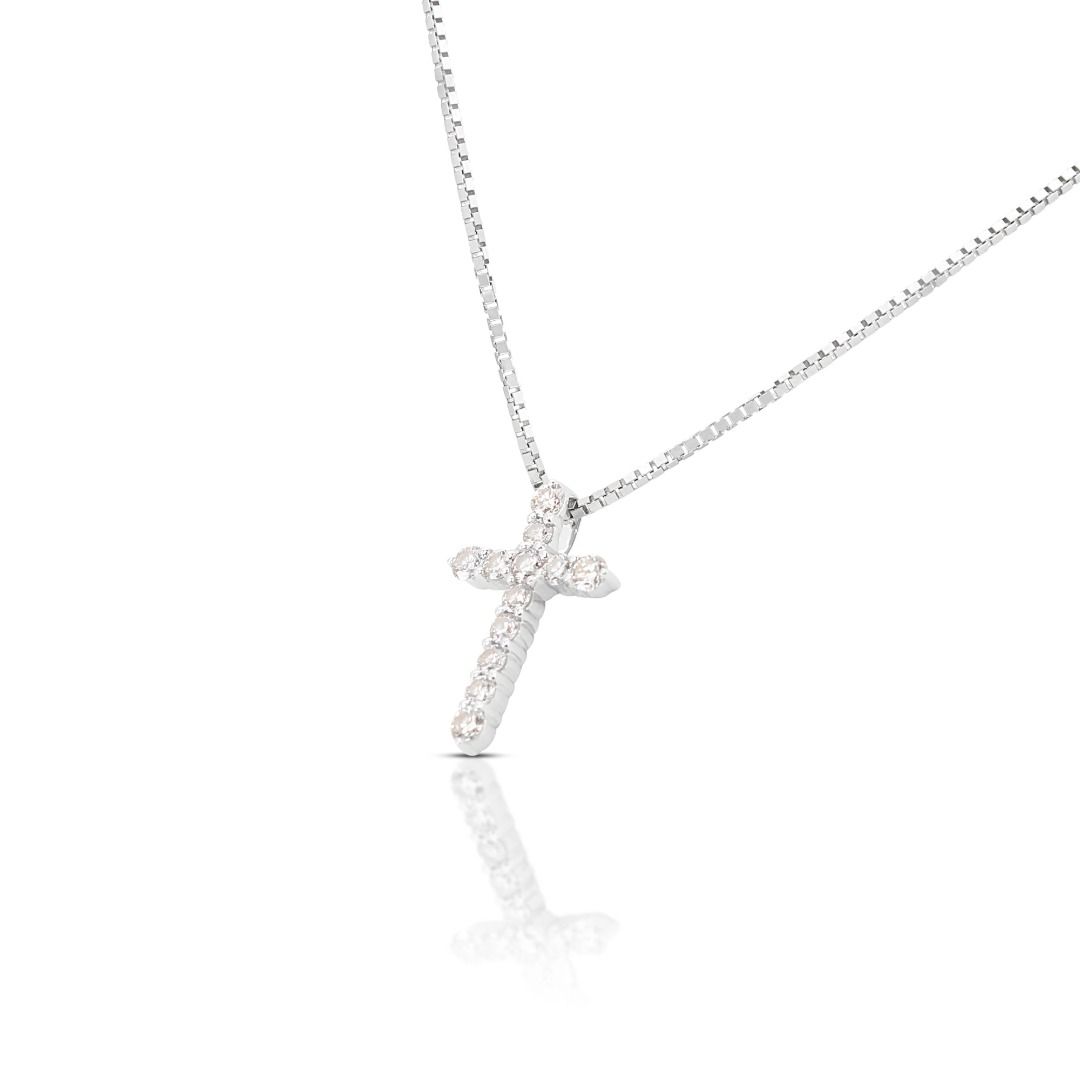 White gold store necklace with cross