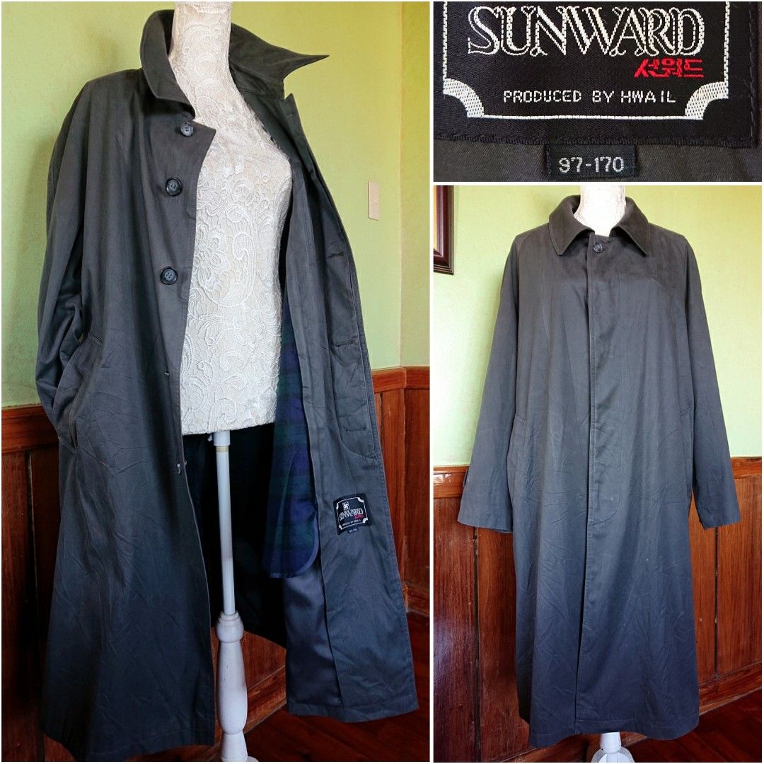 SUNWARD SIZE 97 170 MEN TRENCH COAT GRAY WITH WARMER w flaws