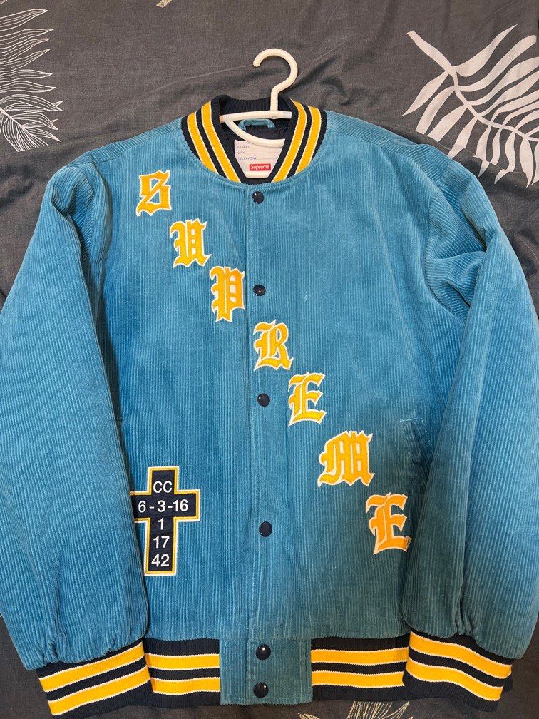 supreme old english varsity jacket