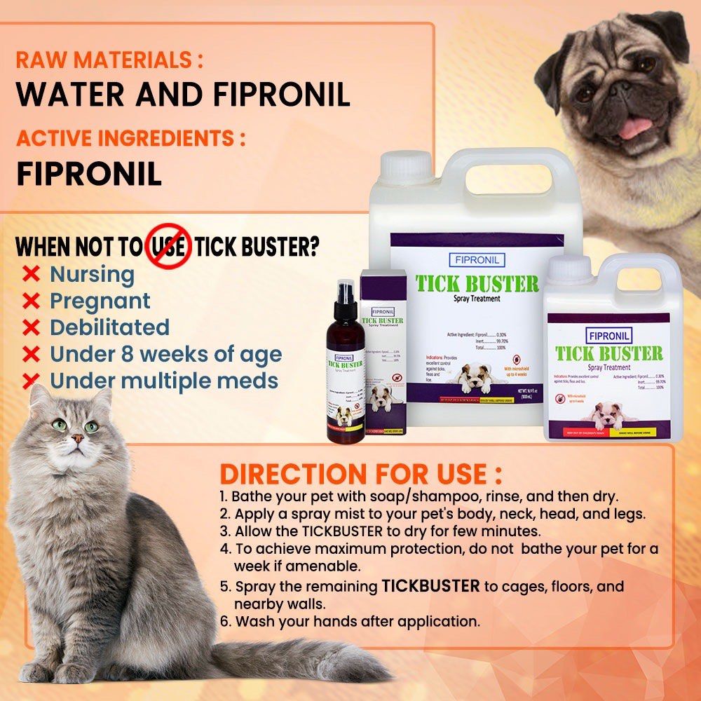 Tick Buster Fipronil Spray Anti garapata Pet Supplies Health Grooming on Carousell