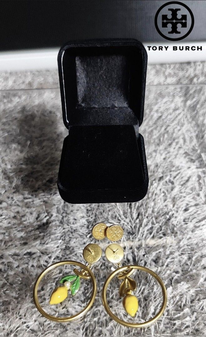 Tory Burch Lemon Hoop Drop Earings in Gold Luxury Accessories on Carousell
