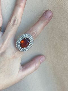 Vintage brown crystal costume jewelry ring