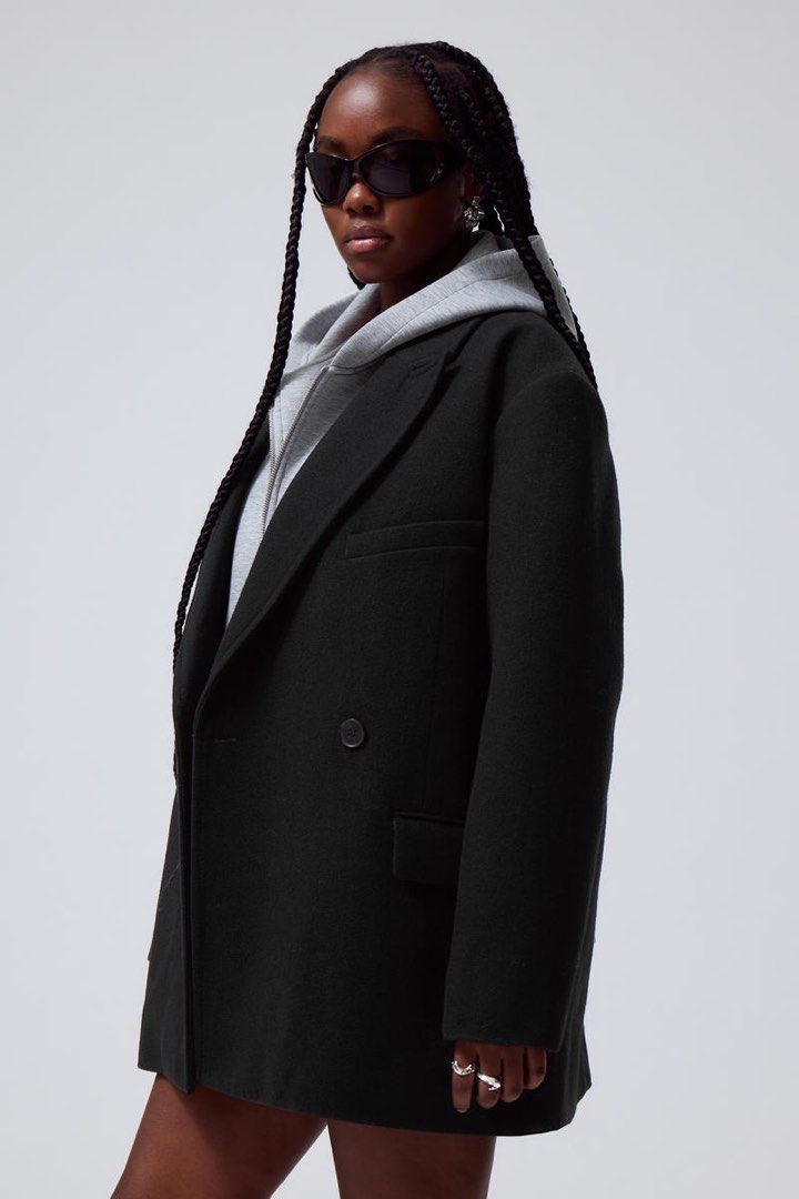 Weekday wool coat discount in bottle green
