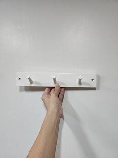 White wooden wall hooks