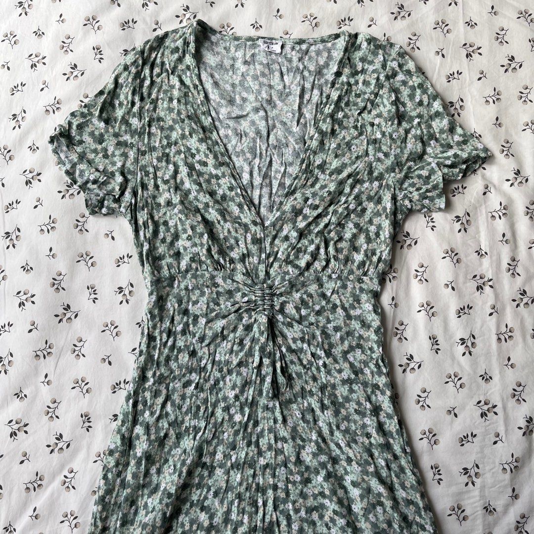 green long sleeve ribbed dress Olive Knit Longsleeve Dress main image 0