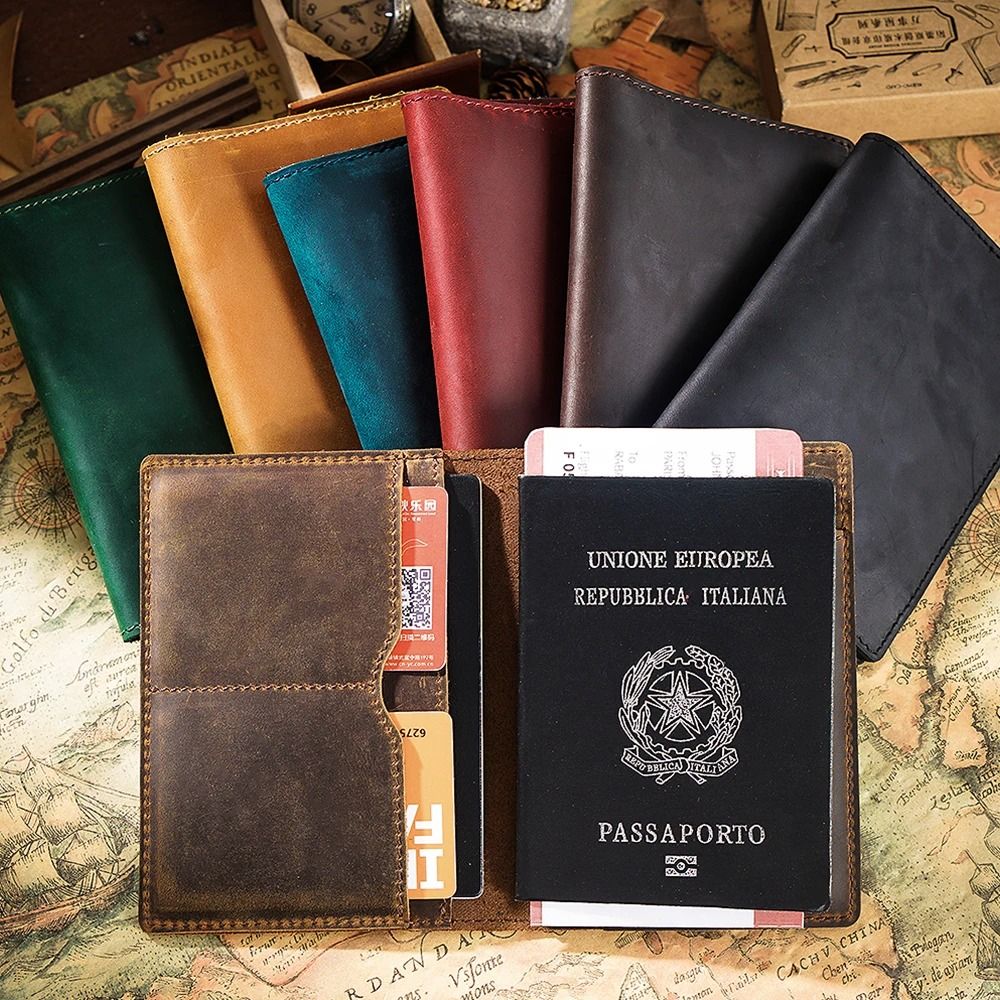 Genuine Leather Spain Personalised Passport Cover Crazy Horse Funda  Pasaporte Business Unisex Durable Spanish