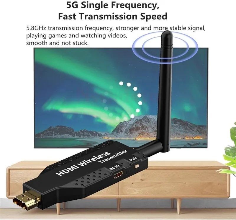Wireless HDMI Extender Video Transmitter Receiver Screen Mirroring 1 PC To  2 TV