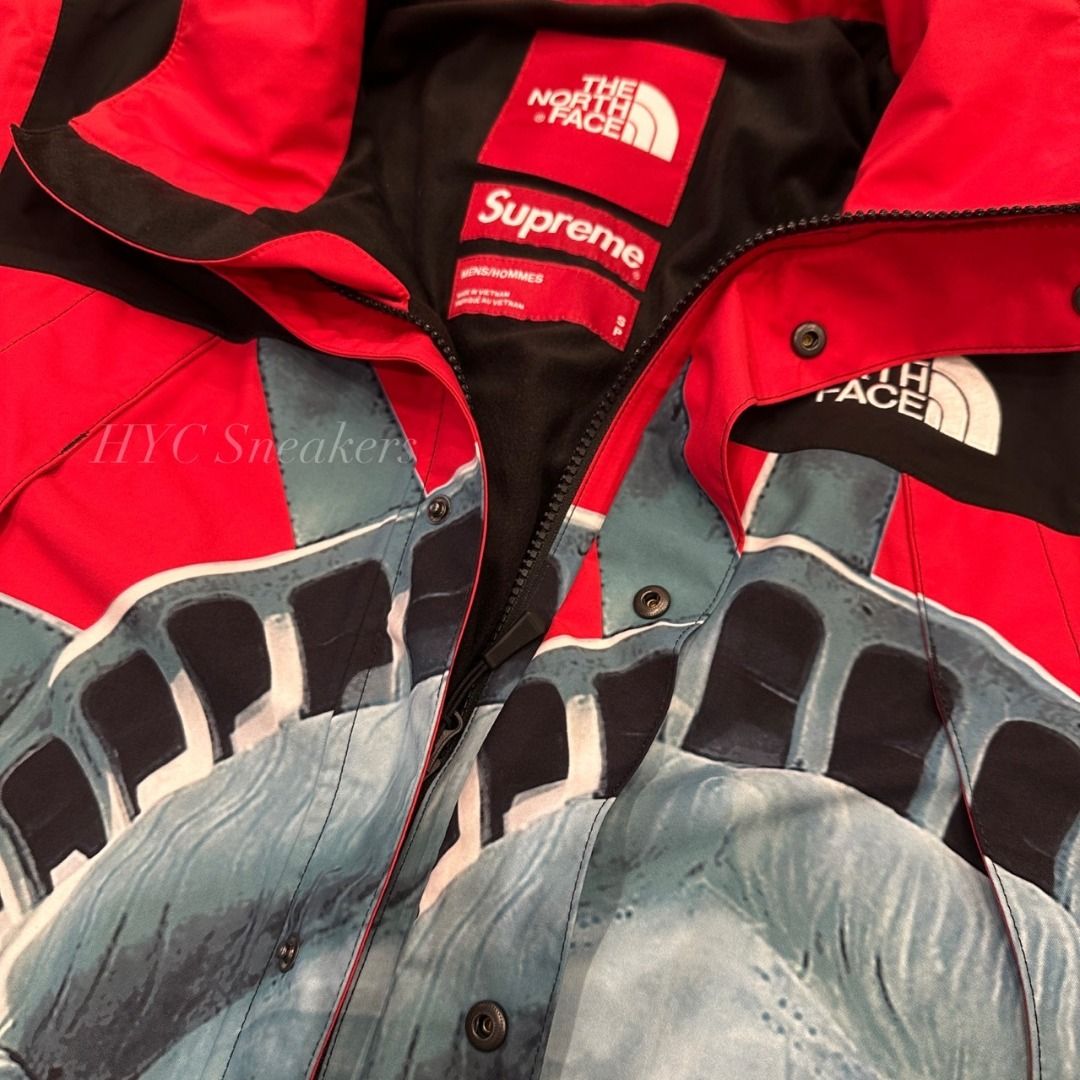 [二手] Supreme x 北臉/THE NORTH FACE 聯名款 FW19 Week 10 自由女神像 防水衝鋒衣夾克 秋季男女同款 紅色  SIZE : S (Z1351)